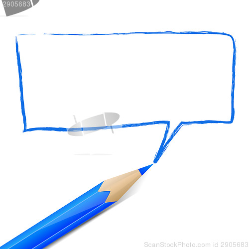 Image of Blue speech bubble drawn with pencil