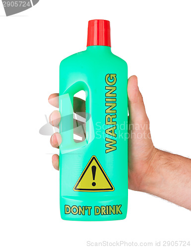 Image of Plastic bottle cleaning-detergent, danger