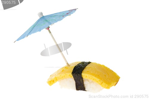 Image of Sushi - Tamago Nigiri with umbrella

