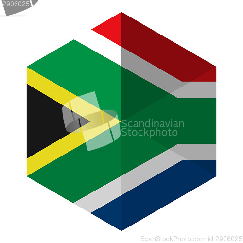 Image of South Africa Flag Hexagon Flat Icon Button