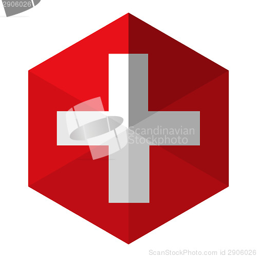 Image of Switzerland Flag Hexagon Flat Icon Button