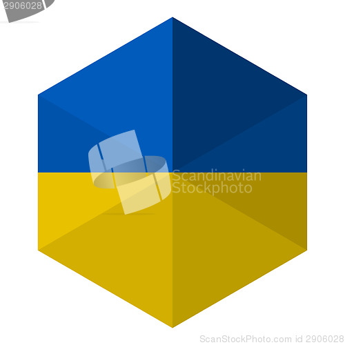 Image of Ukraine Flag Hexagon Flat Icon Button