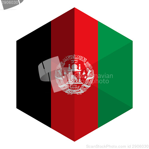 Image of Afghanistan Flag Hexagon Flat Icon Button