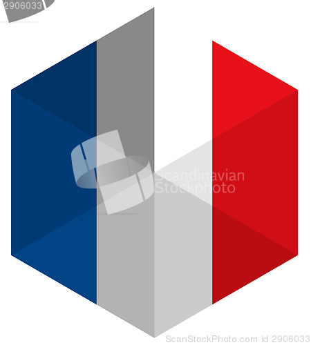 Image of France Flag Hexagon Flat Icon Button