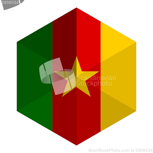 Image of Cameroon Flag Hexagon Flat Icon Button