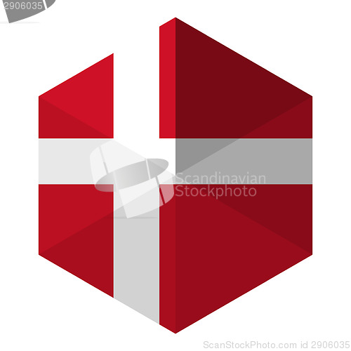 Image of Denmark Flag Hexagon Flat Icon Button