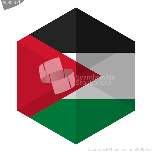 Image of Palestine Flag Hexagon Flat Icon Button