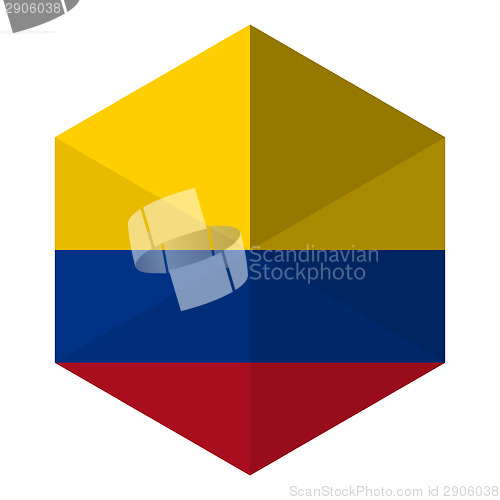 Image of Colombia Flag Hexagon Flat Icon Button