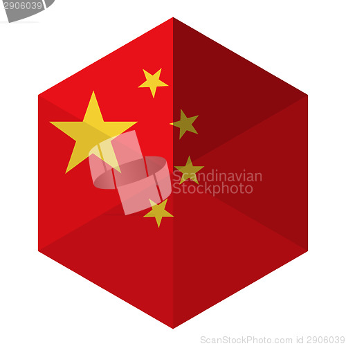 Image of China Flag Hexagon Flat Icon Button