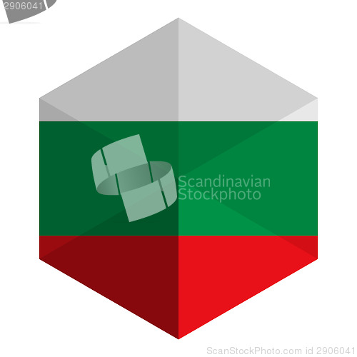 Image of Bulgaria Flag Hexagon Flat Icon Button