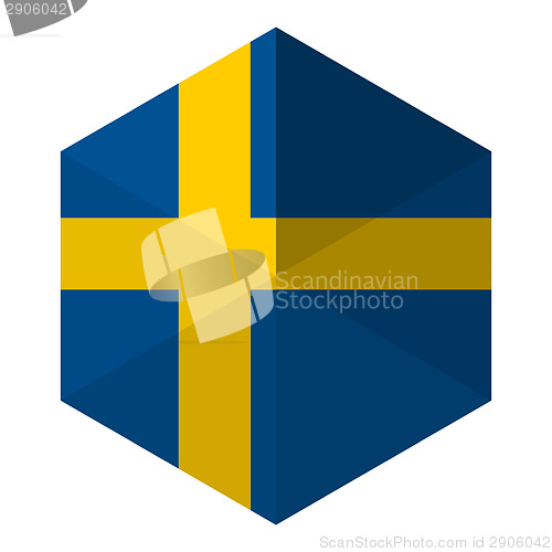 Image of Sweden Flag Hexagon Flat Icon Button
