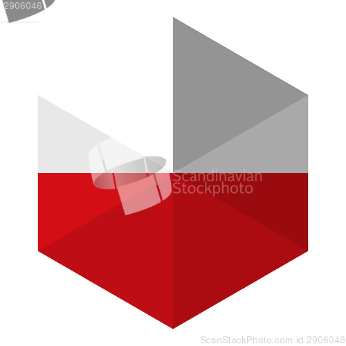 Image of Poland Flag Hexagon Flat Icon Button