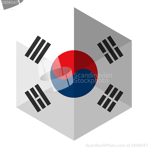Image of South Korea Flag Hexagon Flat Icon Button