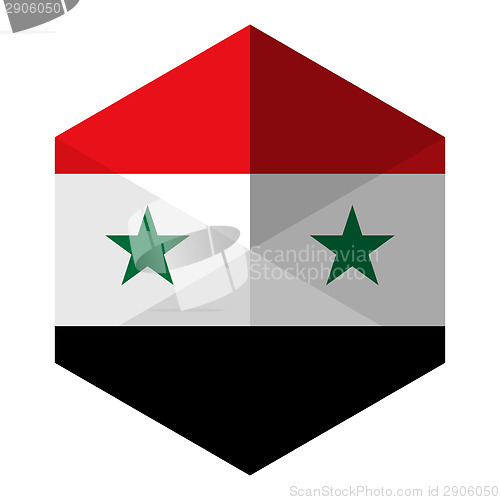 Image of Syria Flag Hexagon Flat Icon Button