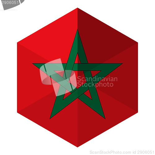 Image of Morocco Flag Hexagon Flat Icon Button