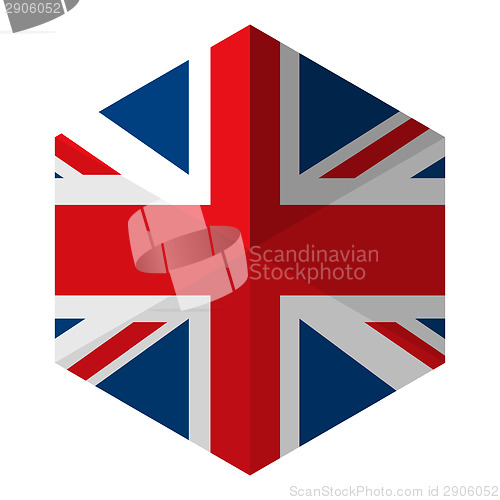 Image of UK Flag Hexagon Flat Icon Button