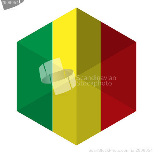 Image of Mali Flag Hexagon Flat Icon Button