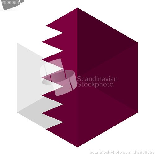 Image of Qatar Flag Hexagon Flat Icon Button