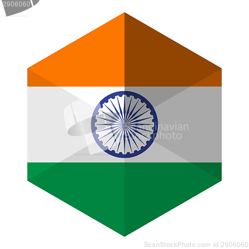 Image of India Flag Hexagon Flat Icon Button