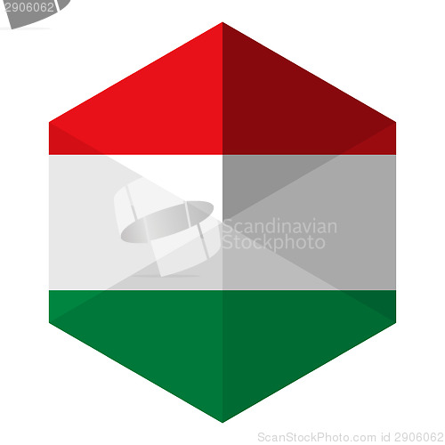 Image of Hungary Flag Hexagon Flat Icon Button