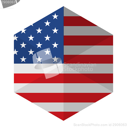 Image of USA Flag Hexagon Flat Icon Button