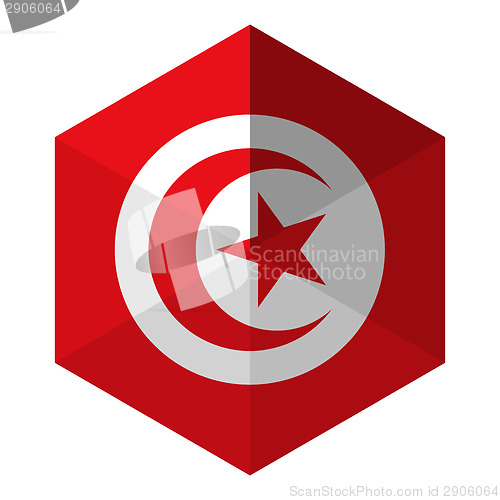 Image of Tunisia Flag Hexagon Flat Icon Button