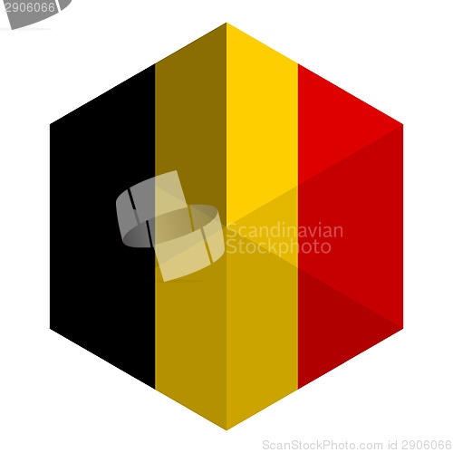 Image of Belgium Flag Hexagon Flat Icon Button