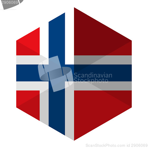 Image of Norway Flag Hexagon Flat Icon Button