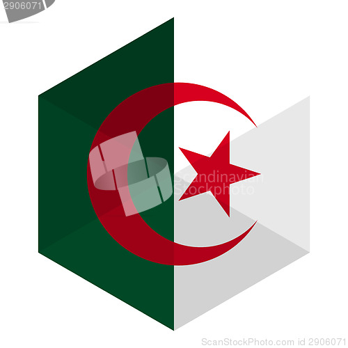 Image of Algeria Flag Hexagon Flat Icon Button