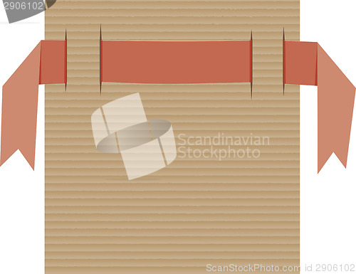 Image of Red ribbon banner on cardboard