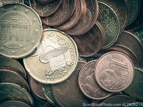 Image of Retro look Euro coins background