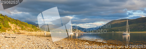 Image of Panorama - Sailboats in a Scottish loch