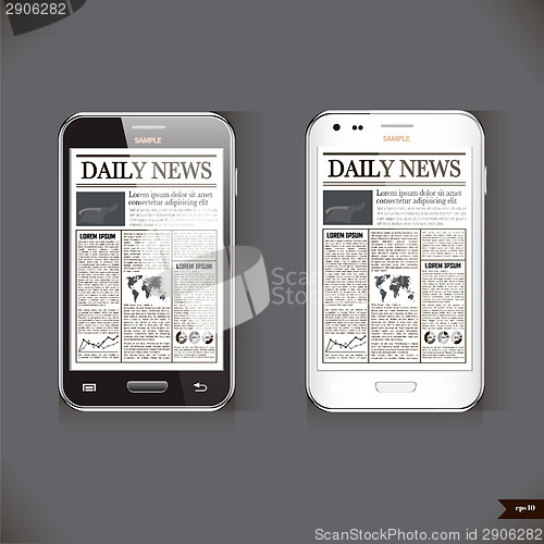 Image of Modern smart phone with business news article