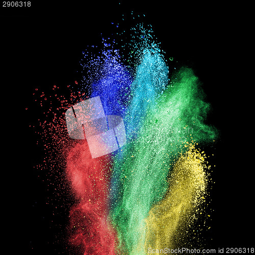 Image of White powder explosion isolated on black