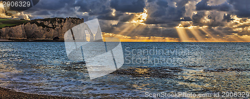 Image of Sunset in Etretat, France