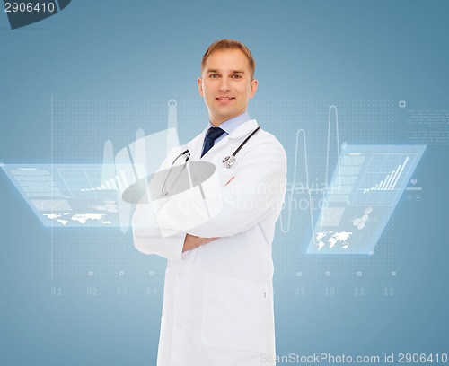 Image of smiling male doctor with stethoscope