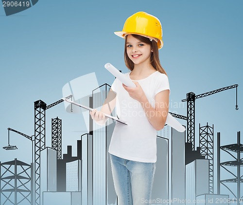 Image of smiling little girl in protective helmet