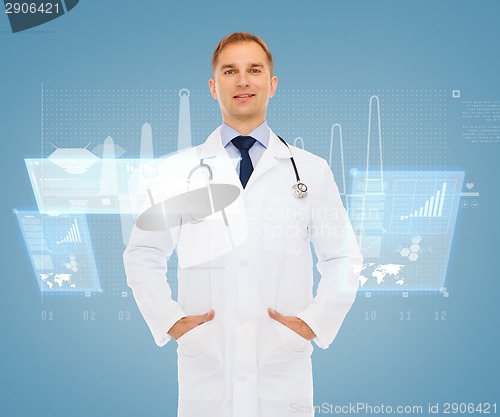 Image of smiling male doctor with stethoscope