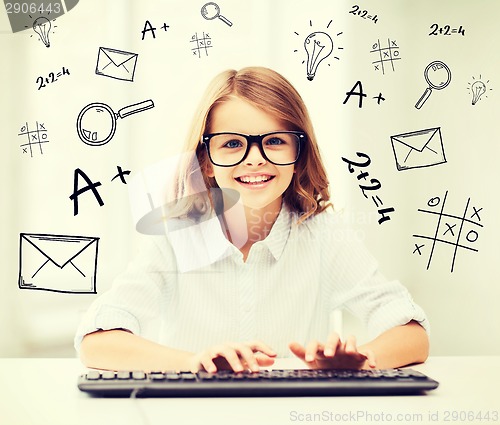 Image of student girl with keyboard