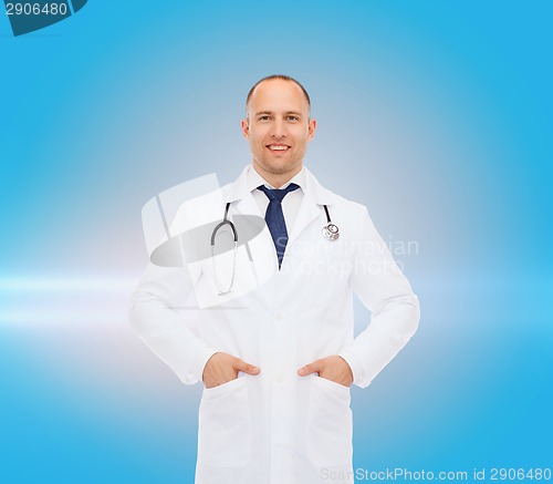 Image of smiling male doctor with stethoscope