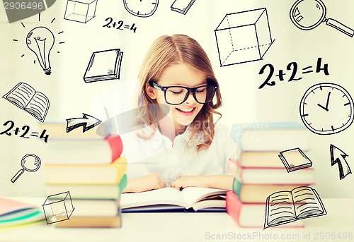 Image of student girl studying at school