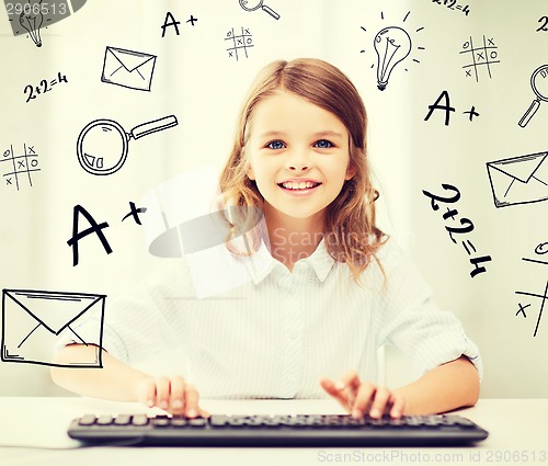 Image of student girl with keyboard