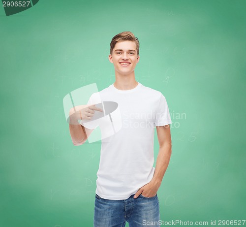Image of smiling young man in blank white t-shirt