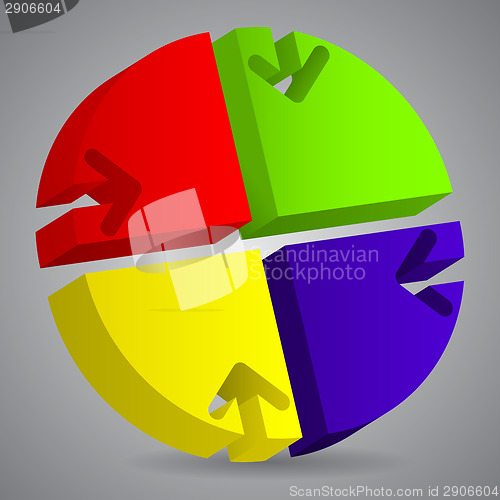 Image of 3d diagram with arrow cutouts