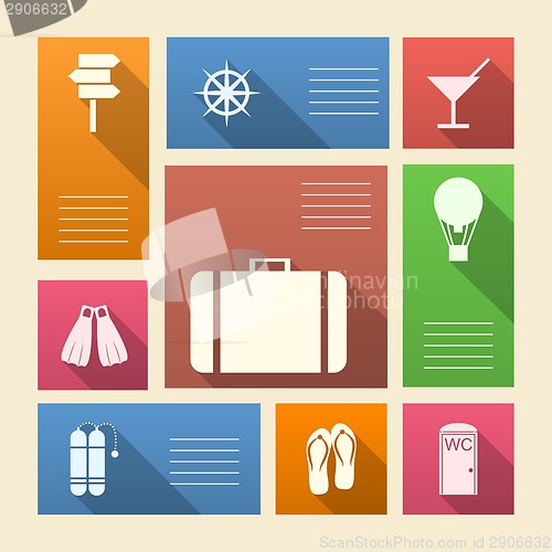 Image of Colored vector icons for vacation with place for text