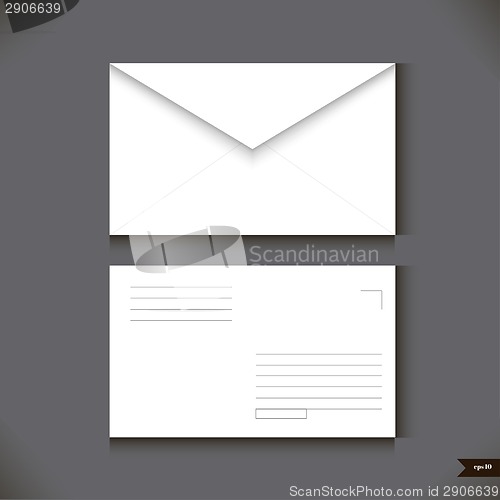 Image of Two white paper envelope on gray background. Vector illustration