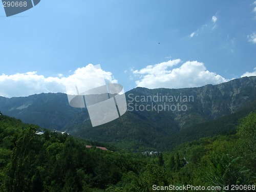 Image of Ukraine. Southern coast of Crimea. Mountains, the sky, clouds.