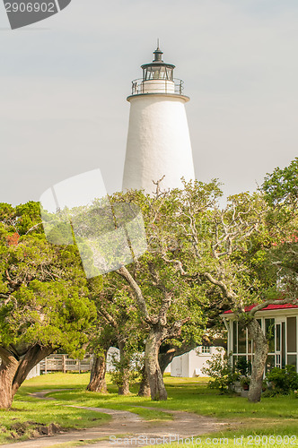 Image of The Ocracoke Lighthouse and Keeper's Dwelling on Ocracoke Island