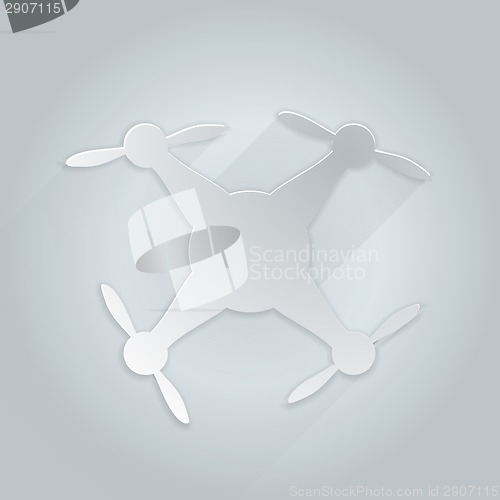 Image of Flat silhouette vector icon for gray quadrocopter