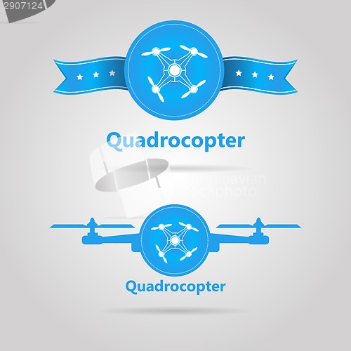 Image of Two blue vector signs of quadrocopter top view